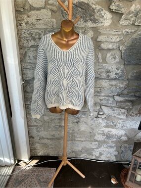 V-Neck Cable Knit Sweater